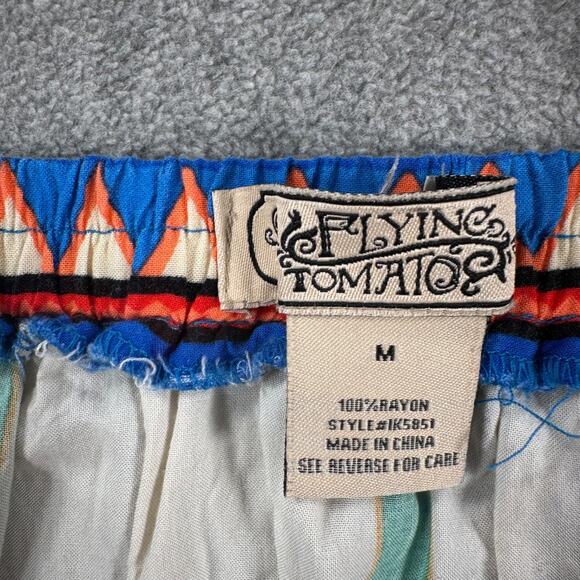 Flying Tomato Colorful Maxi Skirt Bohemian Women's Medium Elastic Waist Red Blue - Picture 6 of 8